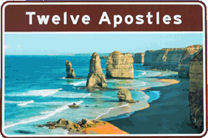 12 Apostel Schild - Great Ocean Road - Victoria - Australien