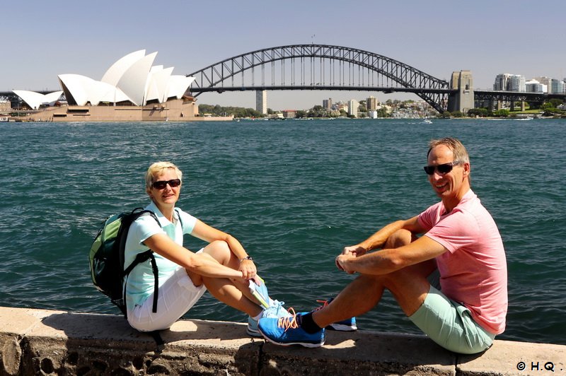 Ela und Holger vor der Sydney Oper und Harbour Bridge