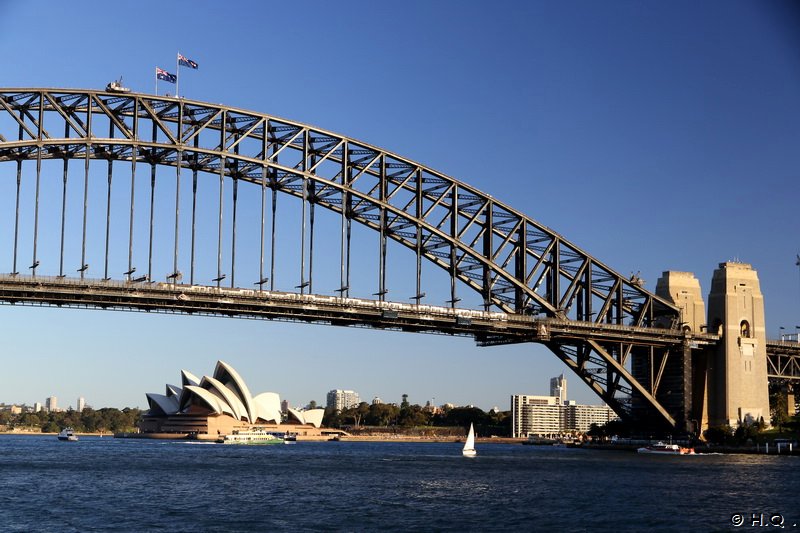 Sydney Oper und Harbour Bridge von der Fhre nach Darling Harbour