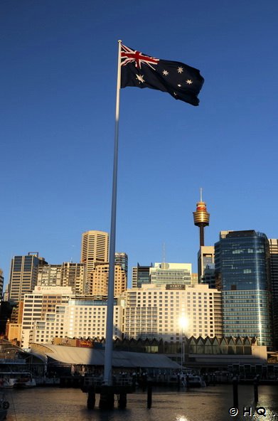 Australien Flagge im Darling Harbour - Sydney