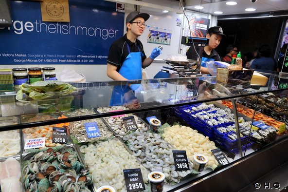 Fischstände Queen-Victoria-Markt - Melbourne - Victoria - Australien Fischstände Queen-Victoria-Markt - Melbourne - Victoria - Australien