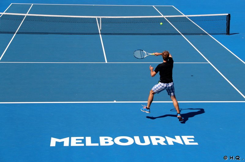 Tennis spielen auf der Anlage der Australian Open - Melbourne Park  Victoria - Australien