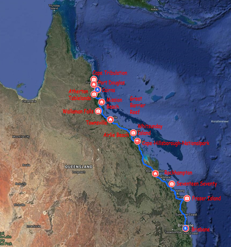 Unsere Queenland Route Unsere Queenland Route
