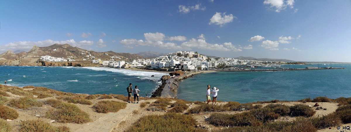 Blick von der Portara auf Naxos Stadt