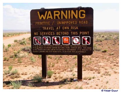 Warnschild Toroweap Warnschild Toroweap
