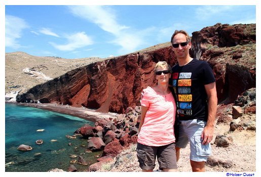 Ela und Holger am Red Beach - Santorini