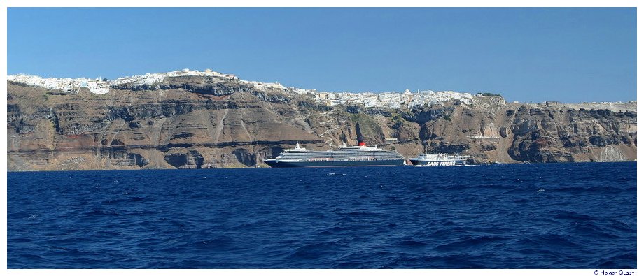 Santorini Panorama vom Vulkan Nea Kameni aus