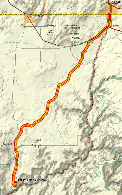 Toroweap and Tuweep Area Map 