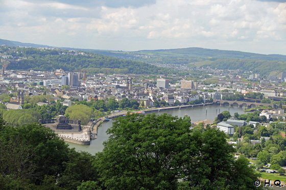 Schlechte Aussicht auf das Deutsche Eck von der Aussichtsplattform  