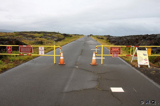 Sperrung der Chain of Craters Rd. im Volcanoes National Park Sperrung der Chain of Craters Rd. im Volcanoes National Park