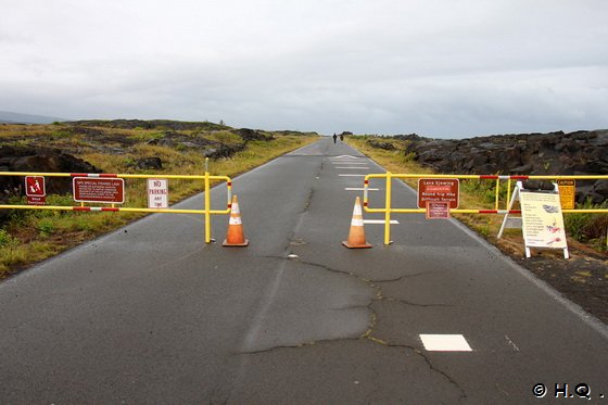 Sperrung der Chain of Craters Rd.  im Volcanoes National Park