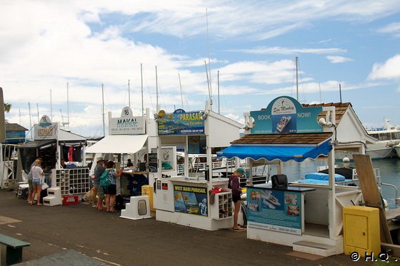 Ticketstände im Hafen von Lahaina auf Maui Hawaii Ticketstände im Hafen von Lahaina auf Maui Hawaii