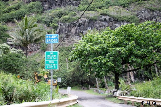 Kalepa Bridge Ende Road to Hana und Beginn des Pi'ilani Hwy