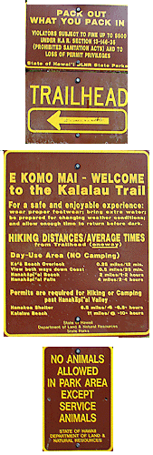 Kalalau Trail sign