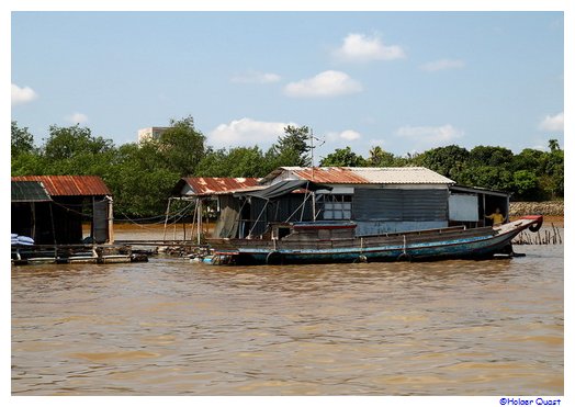 Hausboote auf dem Mekong in Vietnam