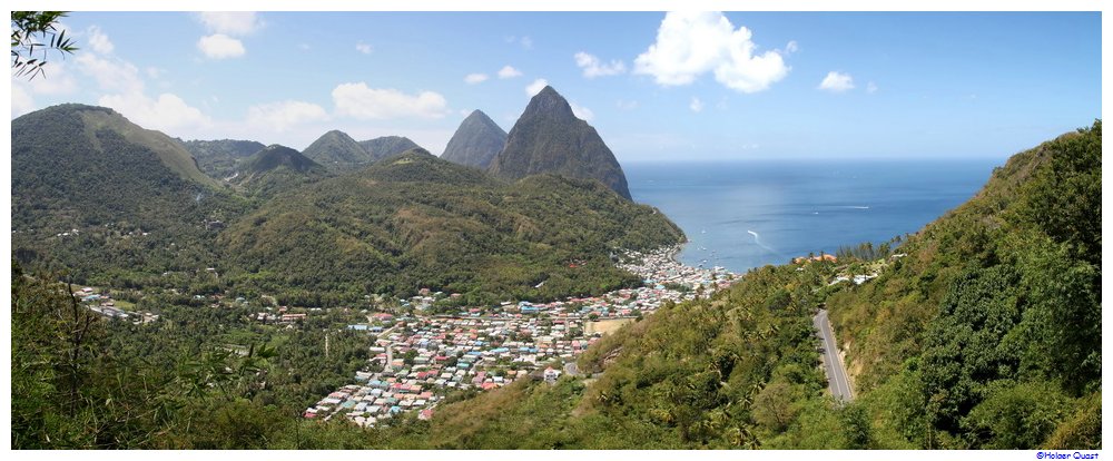 Pitons Viewpoint Panorama - St. Lucia