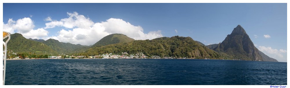 St. Lucias Küste von Spencers Speedboot