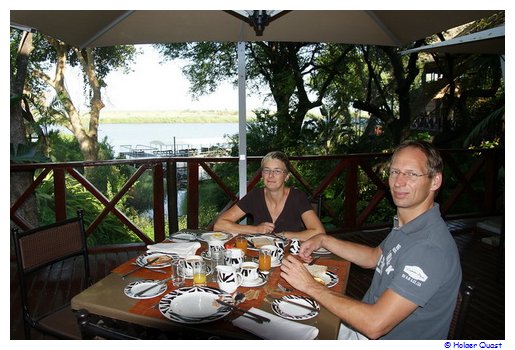 Frühstück in der Chobe Safari Lodge - Kasane