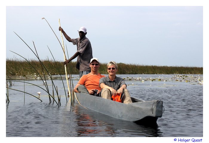 Holger und Ela auf Mokoro Tour im Okavangodelta